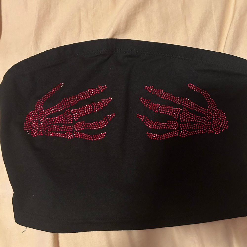 Skeleton phase black cropped tube top